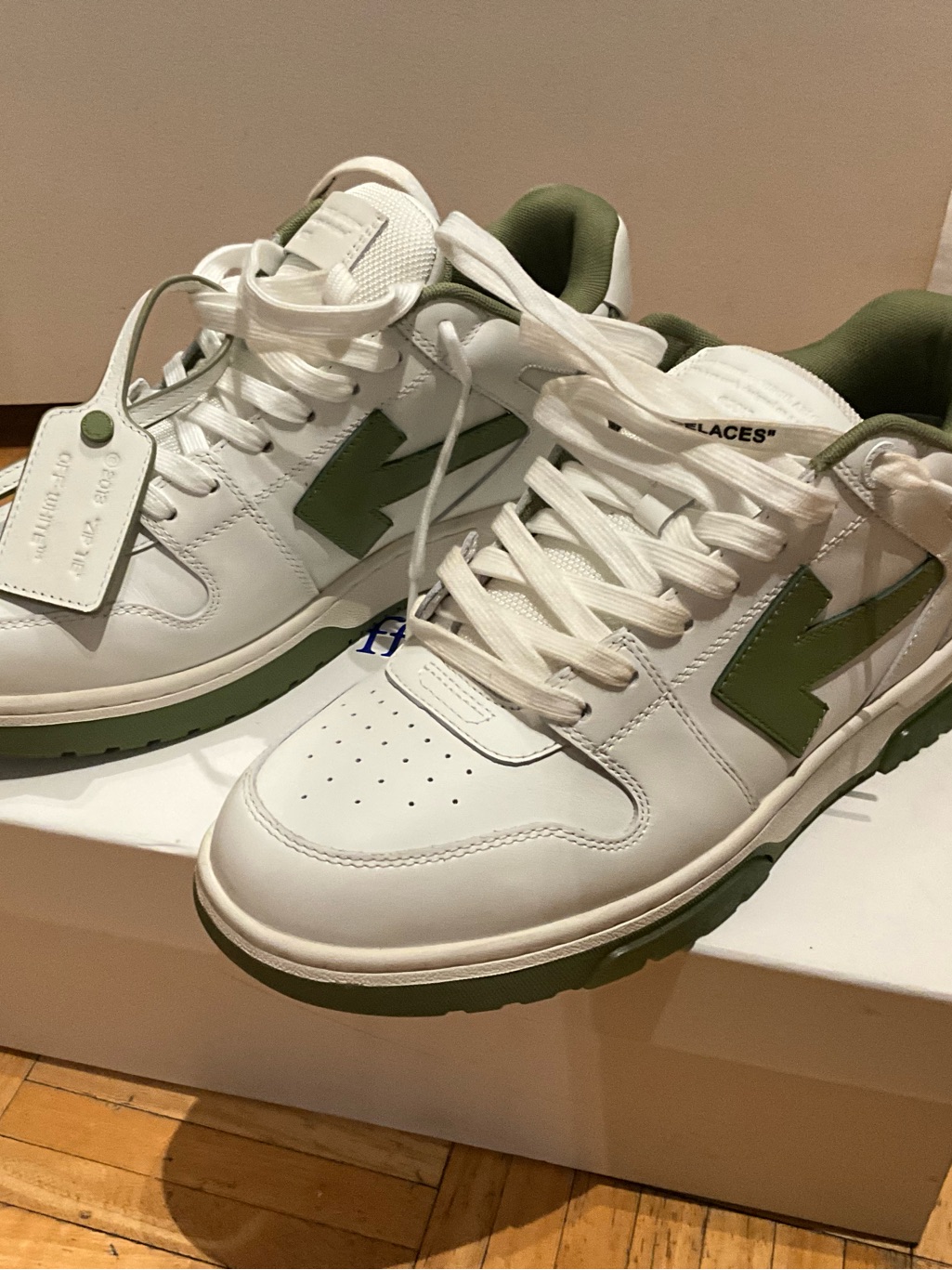 Off-White Men's White And Olive Low-Top Sneakers
